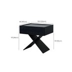 Petite table de chevet avec tiroirs et pieds en X en bois noir