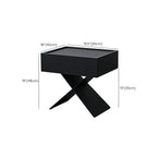 Petite table de chevet avec tiroirs et pieds en X en bois noir