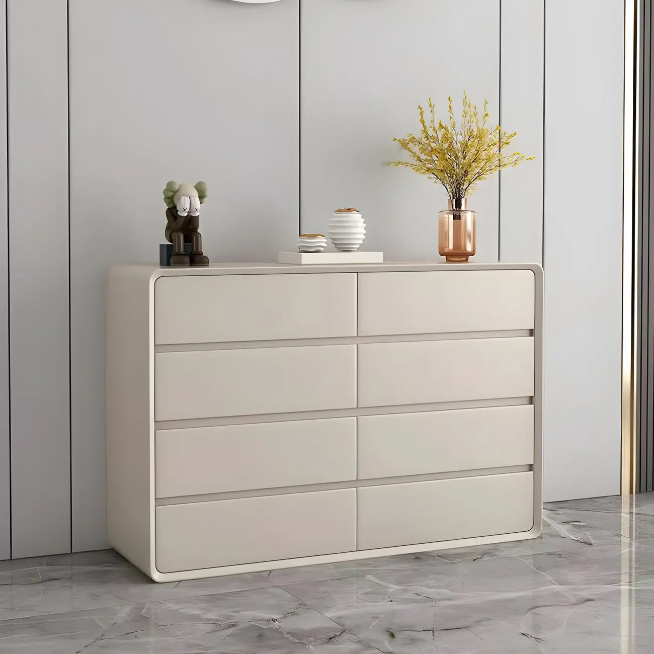Commodes classiques en bois beige avec tiroirs à fermeture amortie
