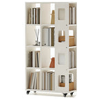 Bibliothèque à cinq niveaux sur roulettes, en bois brun noyer, style milieu du siècle