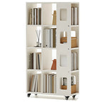 Bibliothèque à cinq niveaux sur roulettes, en bois brun noyer, style milieu du siècle