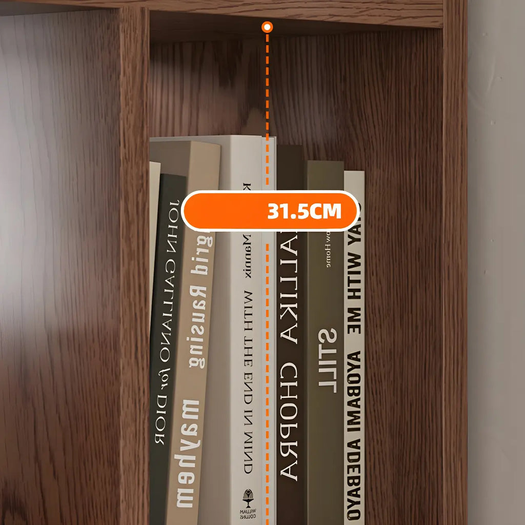 Bibliothèque à cinq niveaux sur roulettes, en bois brun noyer, style milieu du siècle