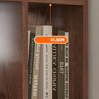 Bibliothèque à cinq niveaux sur roulettes, en bois brun noyer, style milieu du siècle