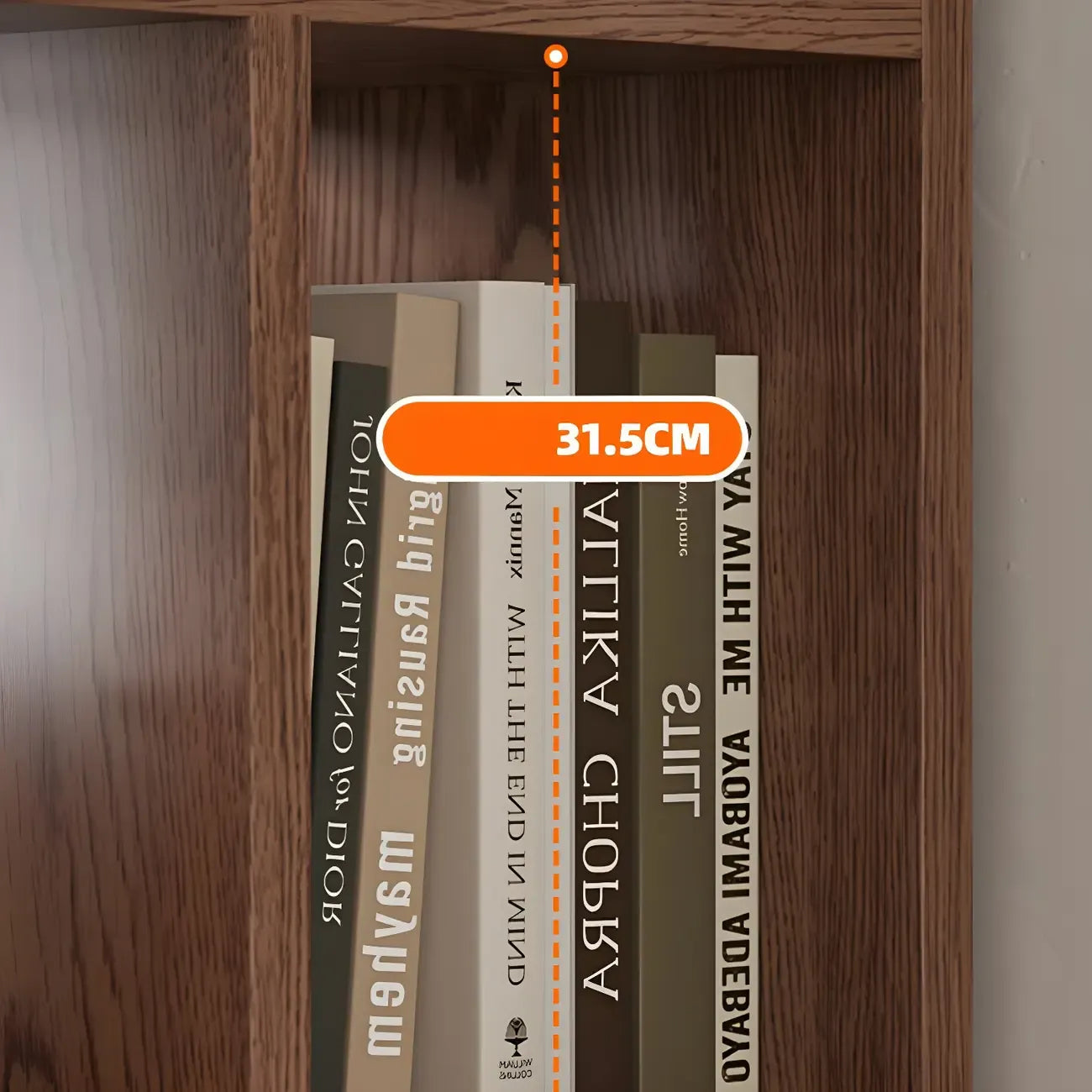 Bibliothèque à cinq niveaux sur roulettes, en bois brun noyer, style milieu du siècle