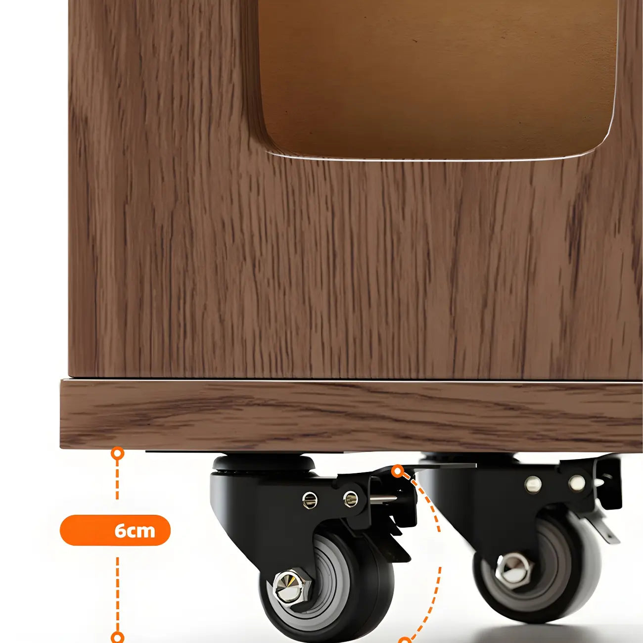 Bibliothèque à cinq niveaux sur roulettes, en bois brun noyer, style milieu du siècle