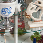 Vitrine d'angle classique en bois blanc et verre à 5 étagères