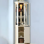 Vitrine d'angle classique en bois blanc et verre à 5 étagères