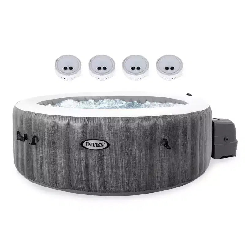 Intex PureSpa Plus Inflatable Hot Tub Jet Spa w/ 4 Battery Multi-Colored Lights