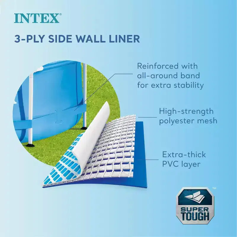 Piscine hors sol ronde Intex de 3,66 m x 76 cm avec cadre métallique, pompe de filtration, cartouches, échelle en acier de 1,07 m et bâche de sécurité