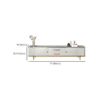 Meuble TV avec armoire, panneaux cannelés en pierre blanche et garniture dorée, 71 cm