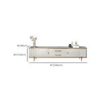 Meuble TV avec armoire, panneaux cannelés en pierre blanche et garniture dorée, 71 cm