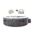 Intex PureSpa Plus Greywood Inflatable Hot Tub Bubble Jet Spa, Hot Tub Maintenance Accessory Kit, and Slip Resistant Inflatable Removable Hot Tub Seat