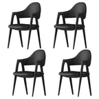 Chaise de salle à manger moderne en cuir avec dossier incurvé et accoudoirs ouverts