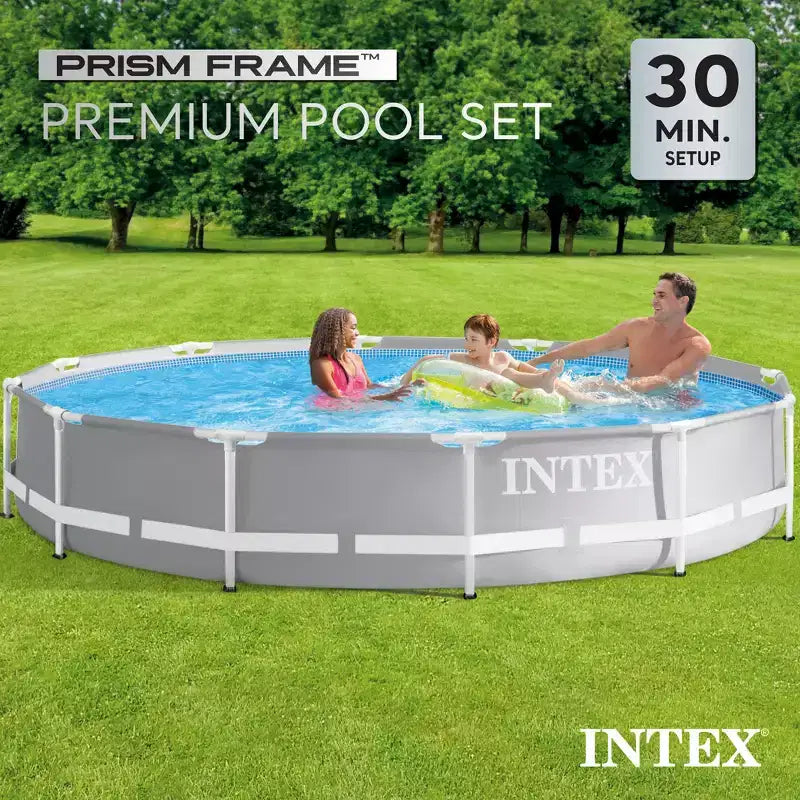 Piscine hors-sol Intex Prism Frame 3,66 m x 76 cm avec doublure 3 couches et cartouche de rechange pour pompe de filtration de piscine de type A et C