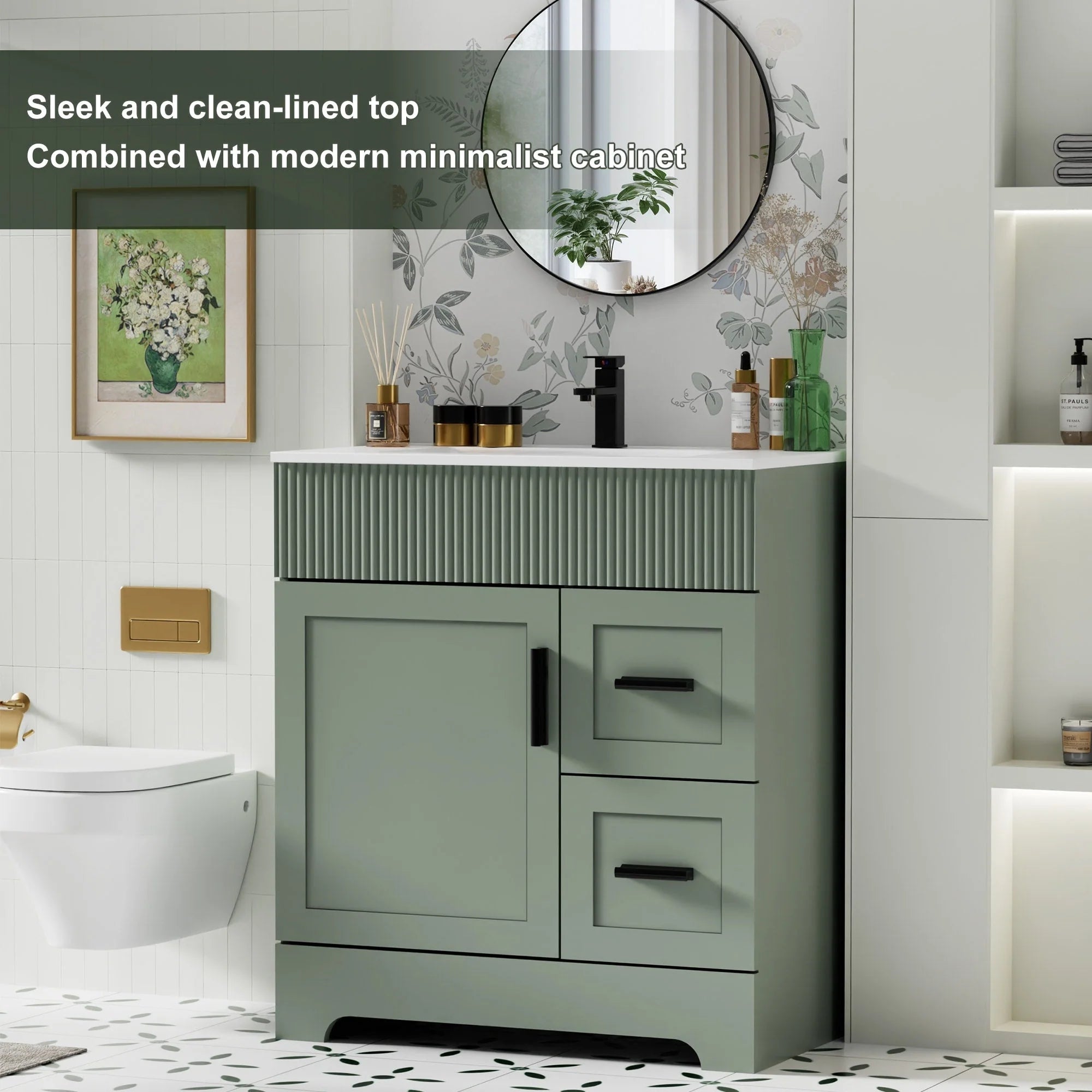 Ensemble meuble-lavabo Wavy Line 30/36/48 avec lavabo et robinet