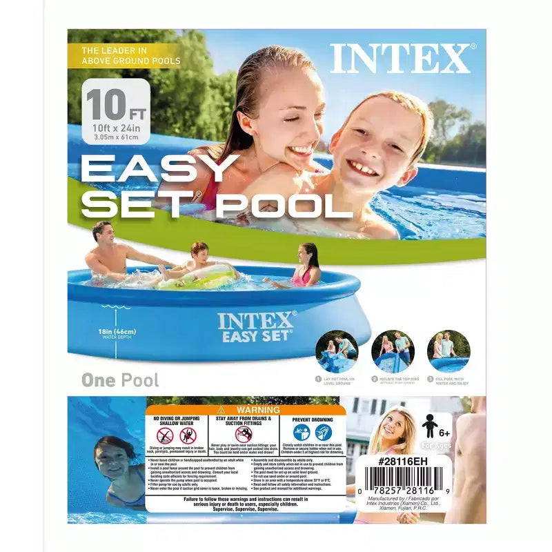 Piscine hors sol gonflable Intex Easy Set, résistante aux perforations, portable, pour enfants et adultes, bleue