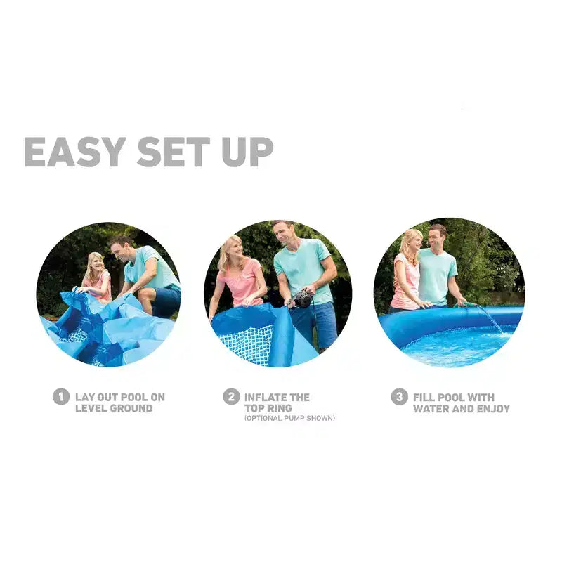 Piscine hors sol gonflable Intex Easy Set, résistante aux perforations, portable, pour enfants et adultes, bleue