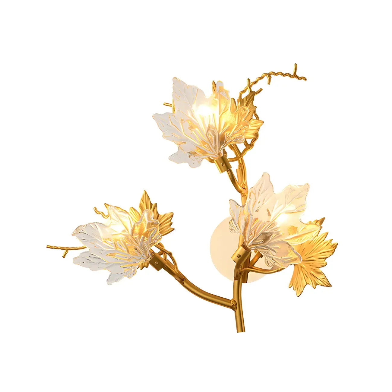 Applique da parete a LED in ottone anticato a 3 luci con foglia