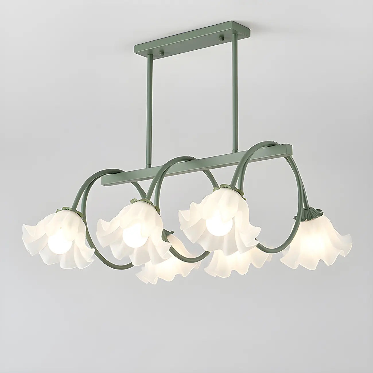 Suspension contemporaine en verre à motif floral pour îlot de lumière