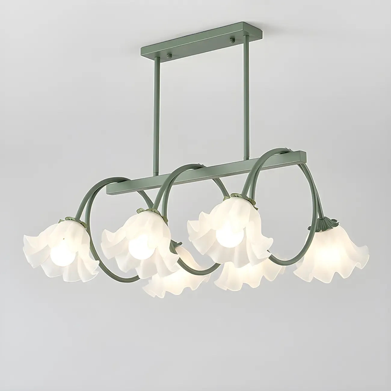 Suspension contemporaine en verre à motif floral pour îlot de lumière