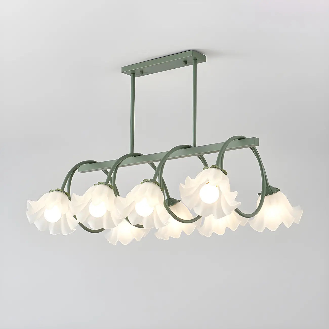 Suspension contemporaine en verre à motif floral pour îlot de lumière