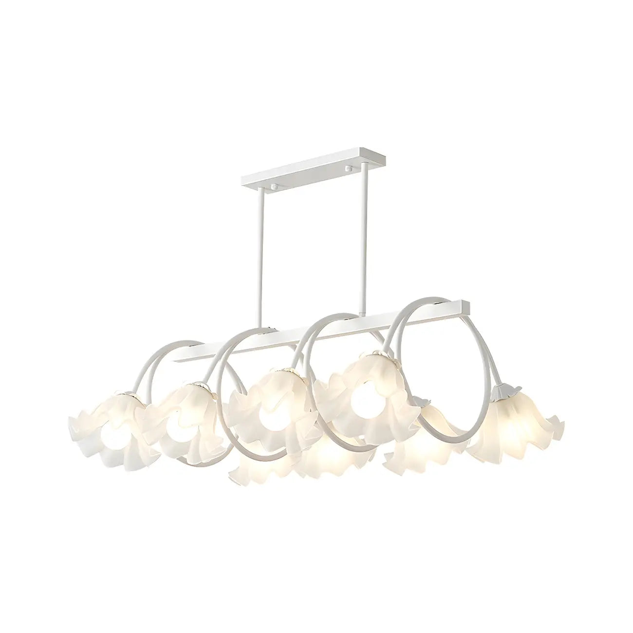 Suspension contemporaine en verre à motif floral pour îlot de lumière