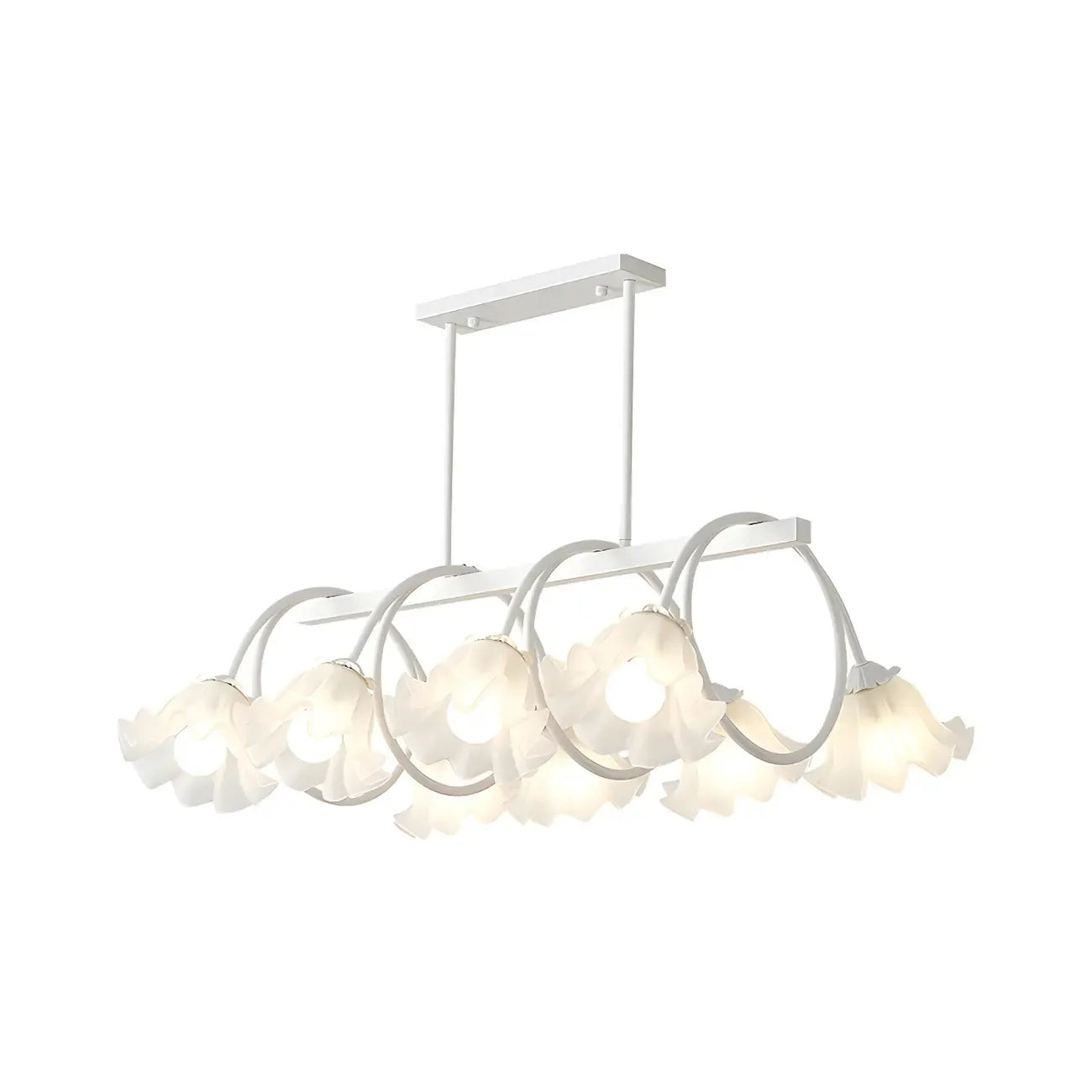 Suspension contemporaine en verre à motif floral pour îlot de lumière