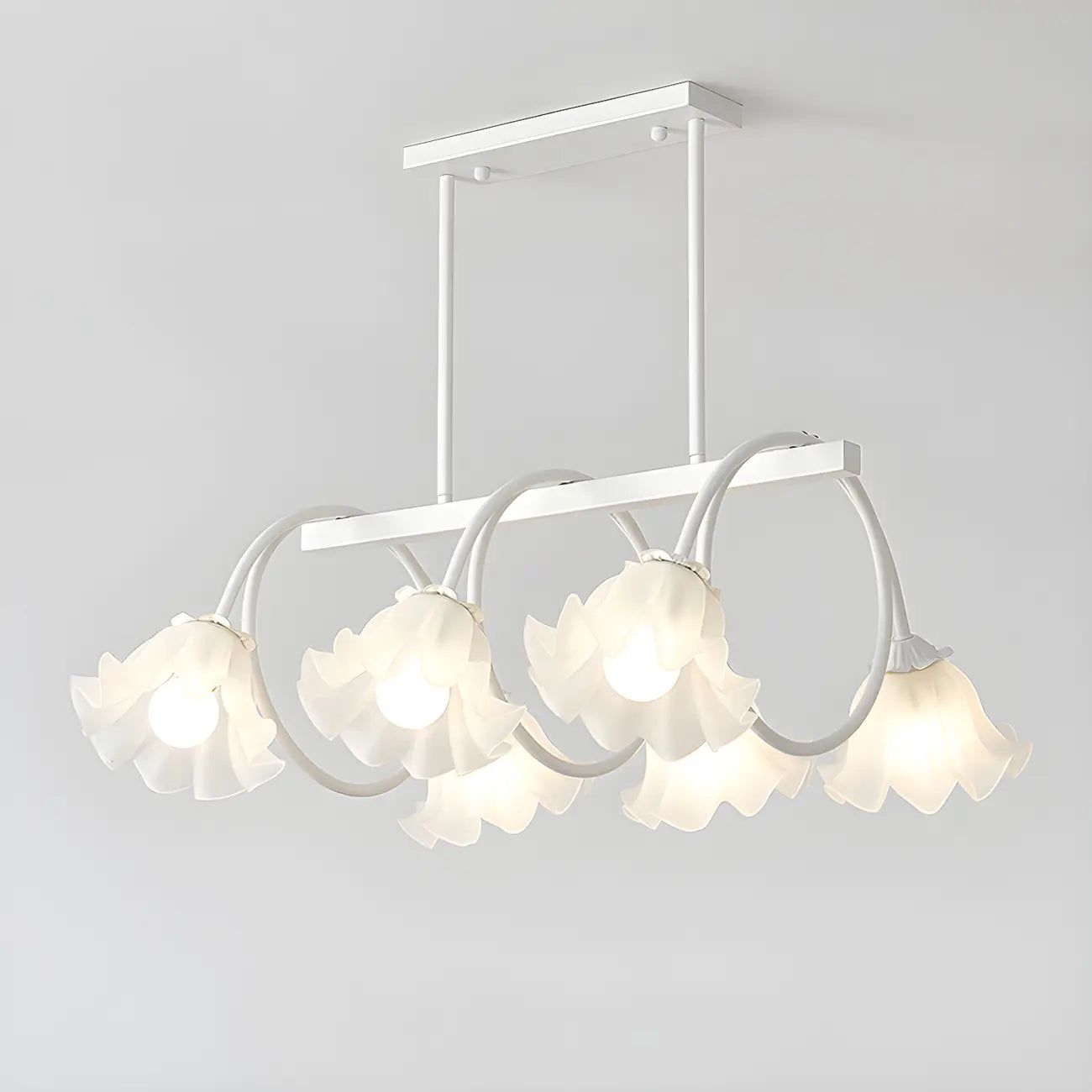 Suspension contemporaine en verre à motif floral pour îlot de lumière