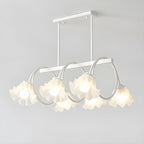 Suspension contemporaine en verre à motif floral pour îlot de lumière