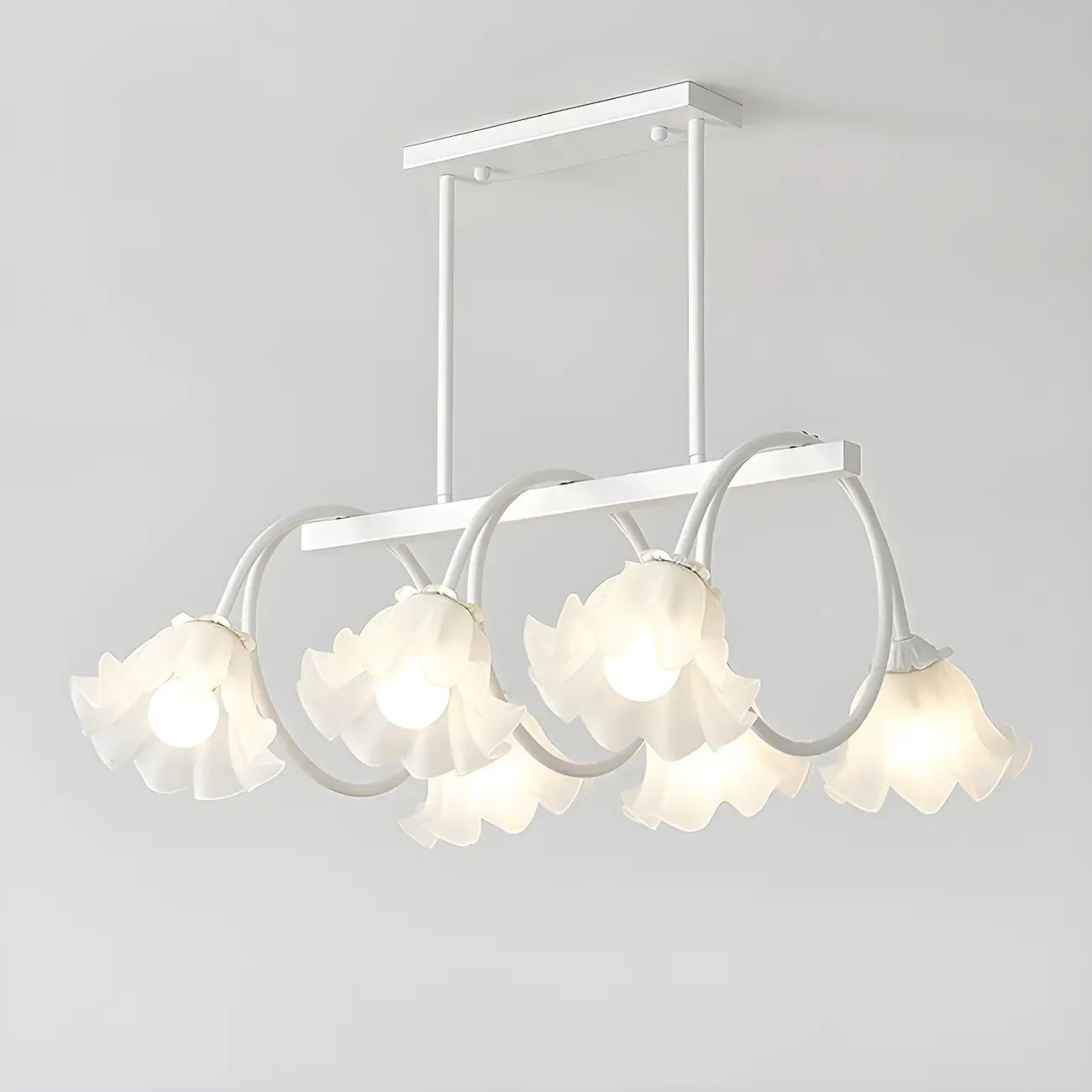 Suspension contemporaine en verre à motif floral pour îlot de lumière