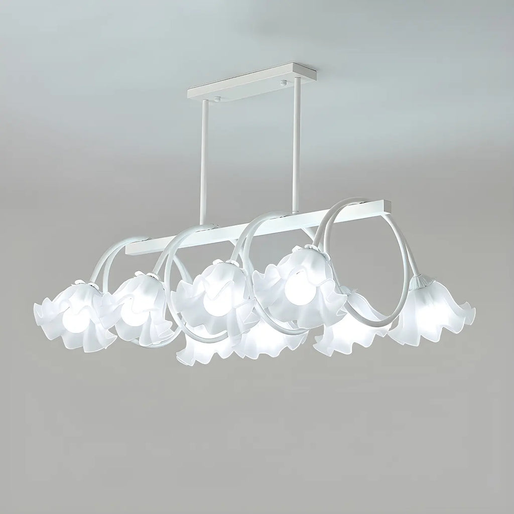 Suspension contemporaine en verre à motif floral pour îlot de lumière