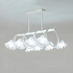 Suspension contemporaine en verre à motif floral pour îlot de lumière
