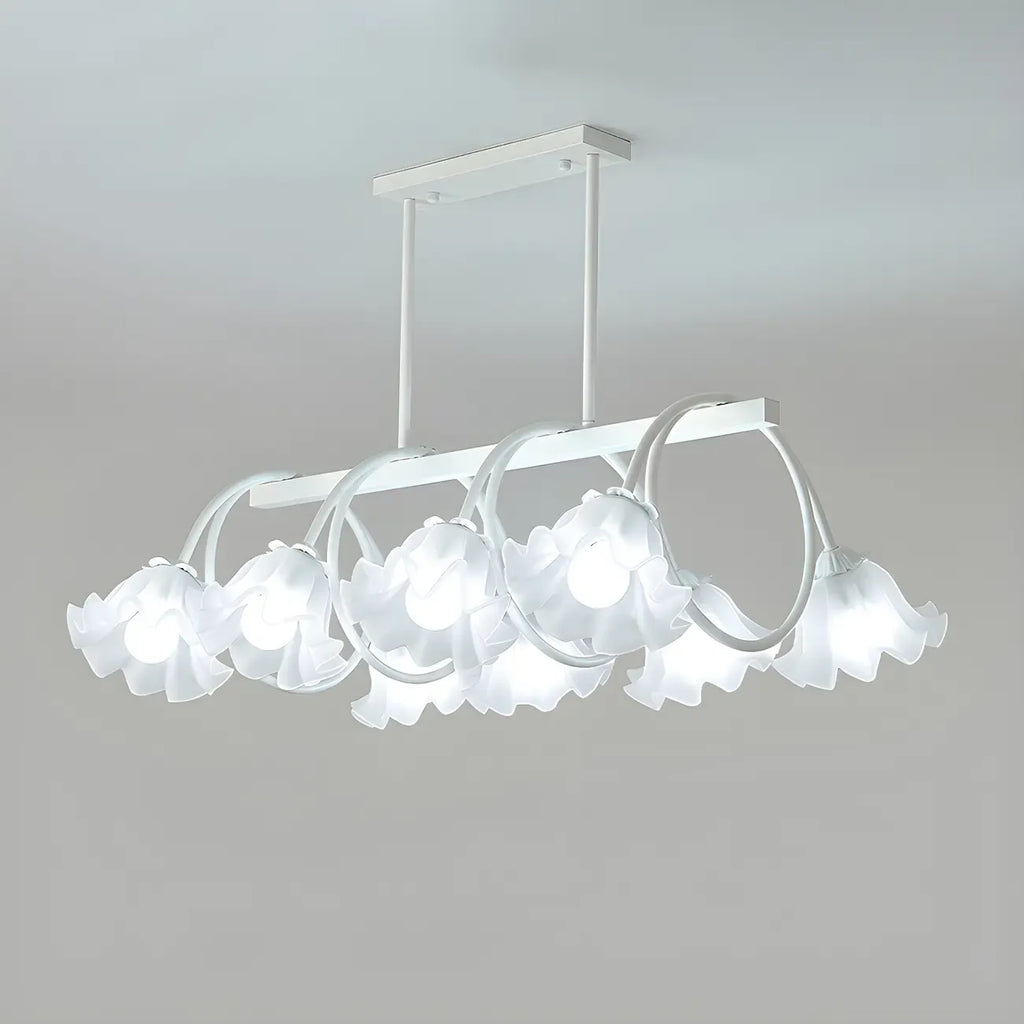 Suspension contemporaine en verre à motif floral pour îlot de lumière