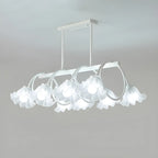 Suspension contemporaine en verre à motif floral pour îlot de lumière