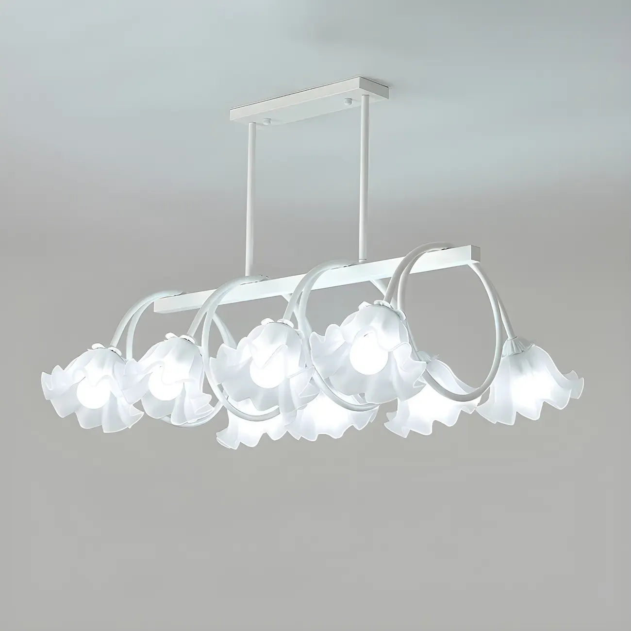 Suspension contemporaine en verre à motif floral pour îlot de lumière