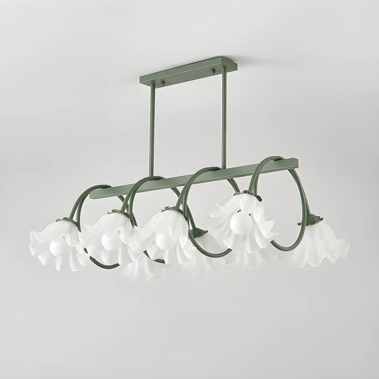 Suspension contemporaine en verre à motif floral pour îlot de lumière
