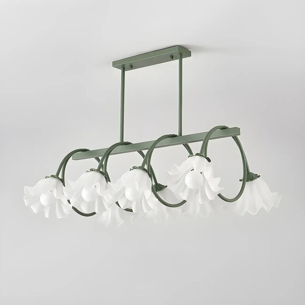 Suspension contemporaine en verre à motif floral pour îlot de lumière