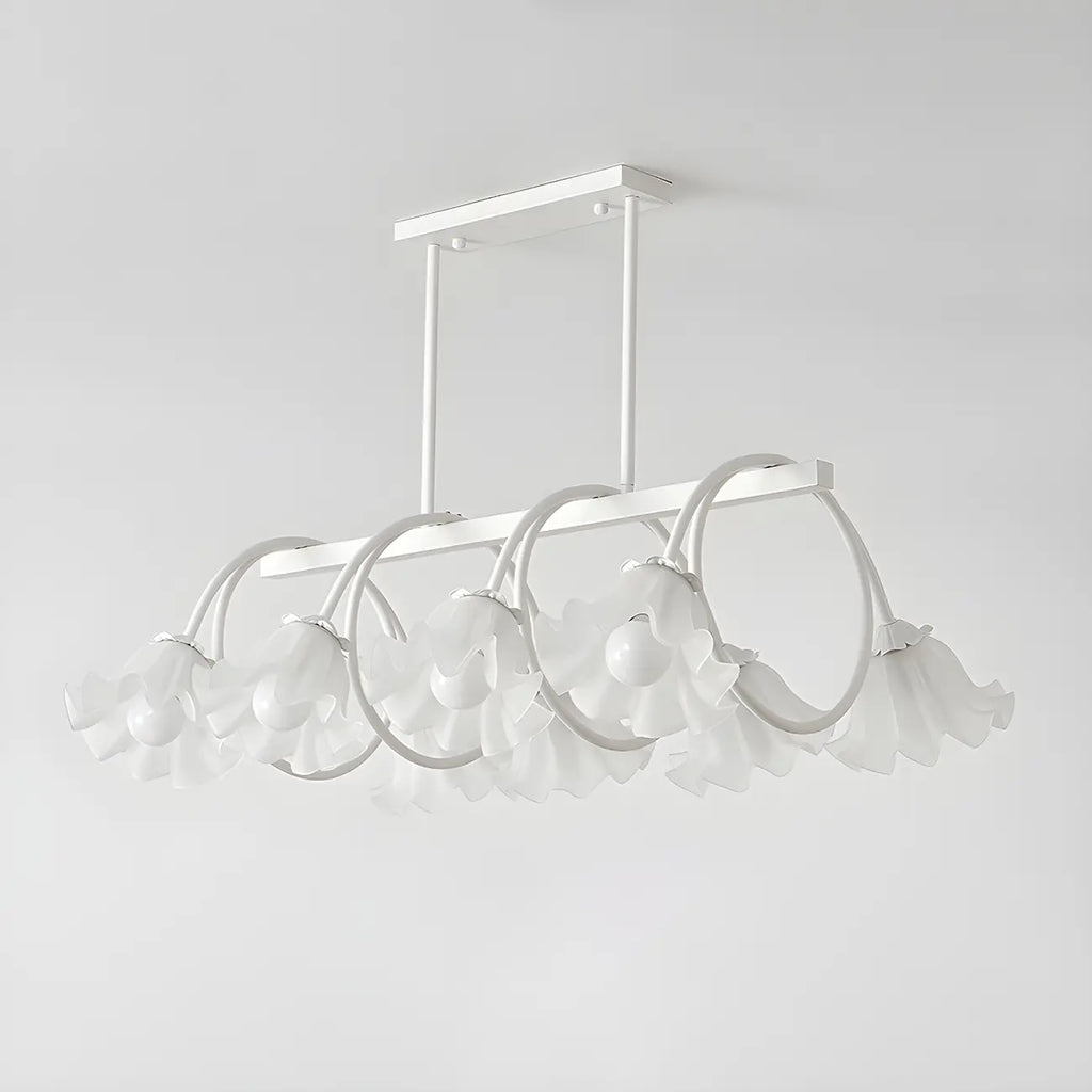 Suspension contemporaine en verre à motif floral pour îlot de lumière