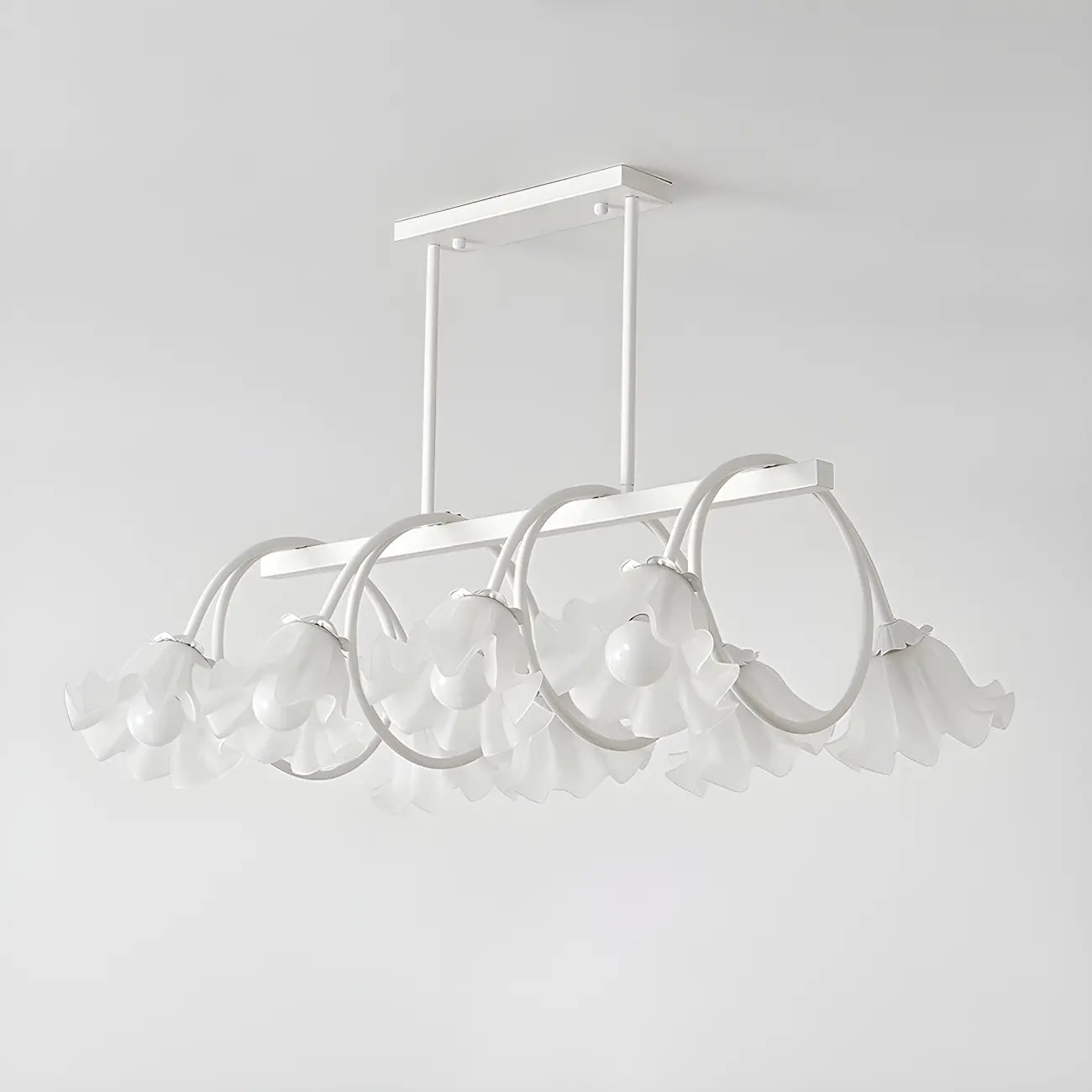 Suspension contemporaine en verre à motif floral pour îlot de lumière