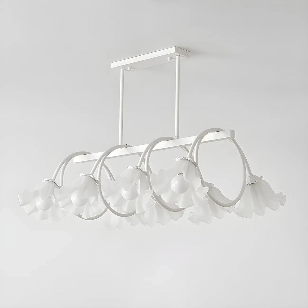 Suspension contemporaine en verre à motif floral pour îlot de lumière