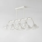 Suspension contemporaine en verre à motif floral pour îlot de lumière