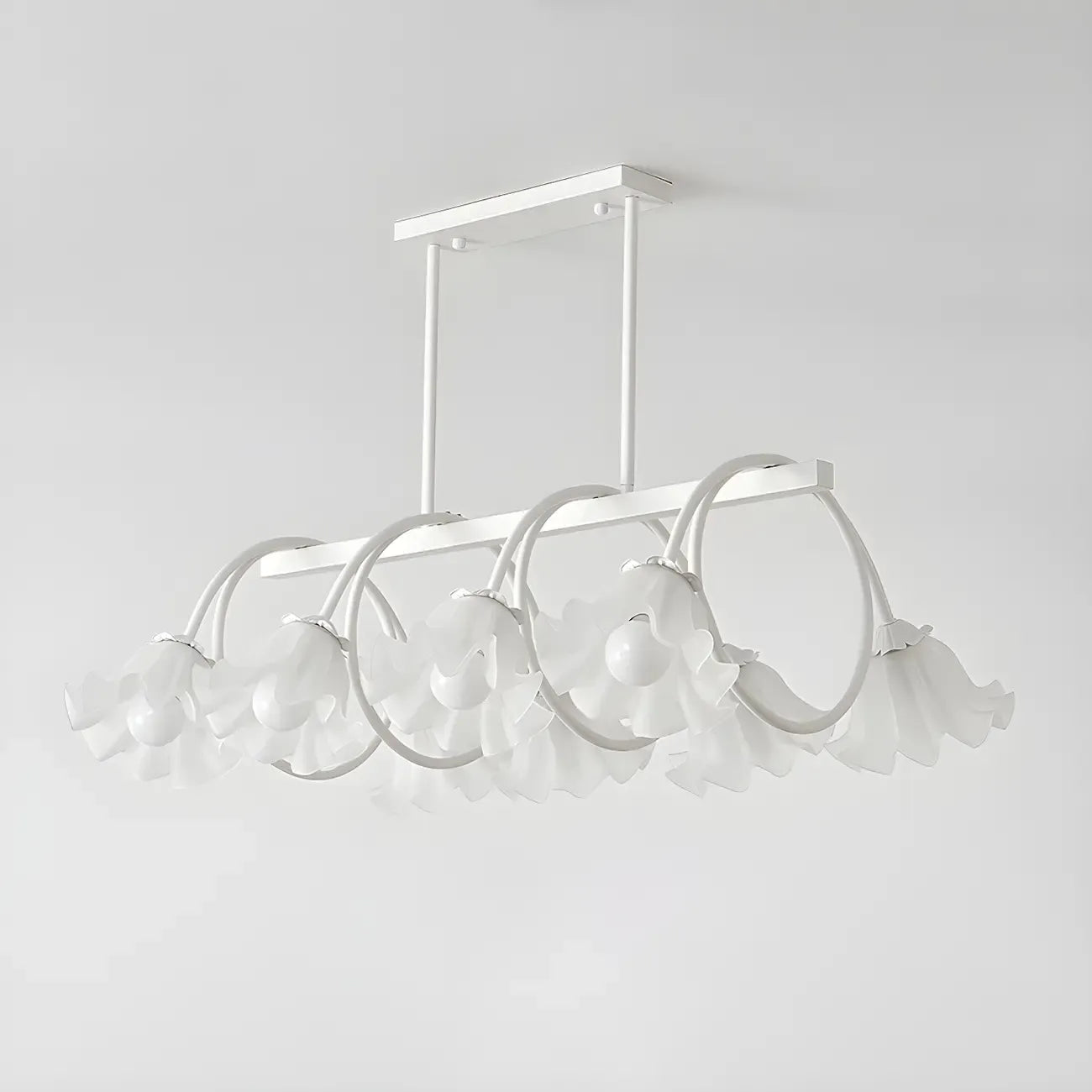 Suspension contemporaine en verre à motif floral pour îlot de lumière
