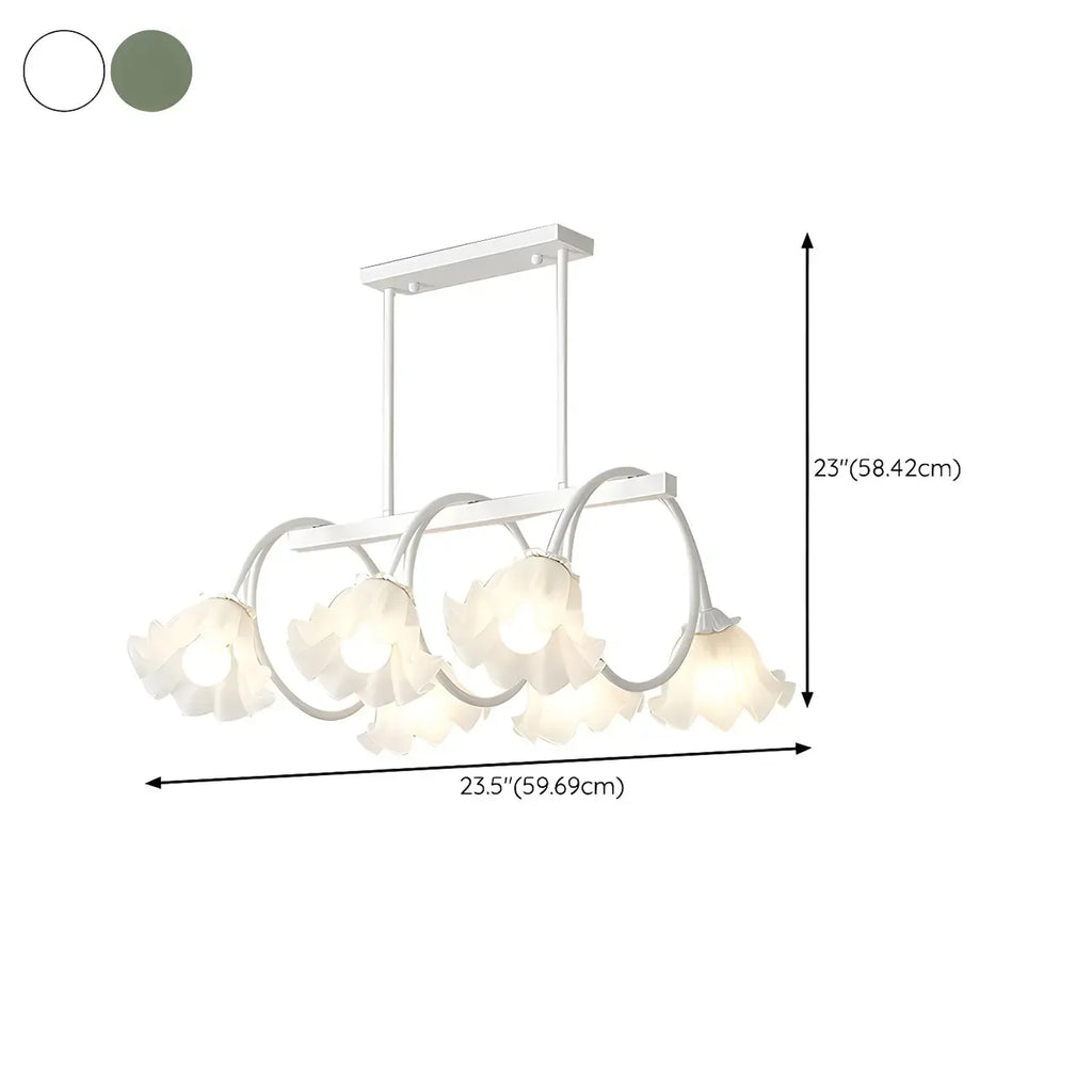 Suspension contemporaine en verre à motif floral pour îlot de lumière