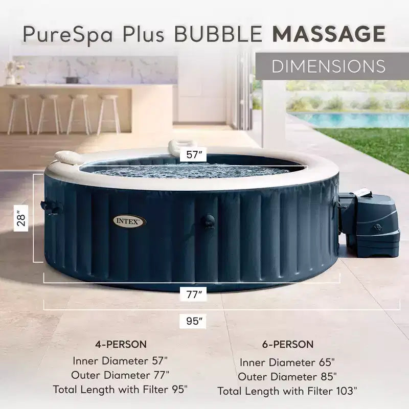 Intex PureSpa Plus Bain à remous gonflable portable, 77 x 28, avec plateau de téléphone pour spa
