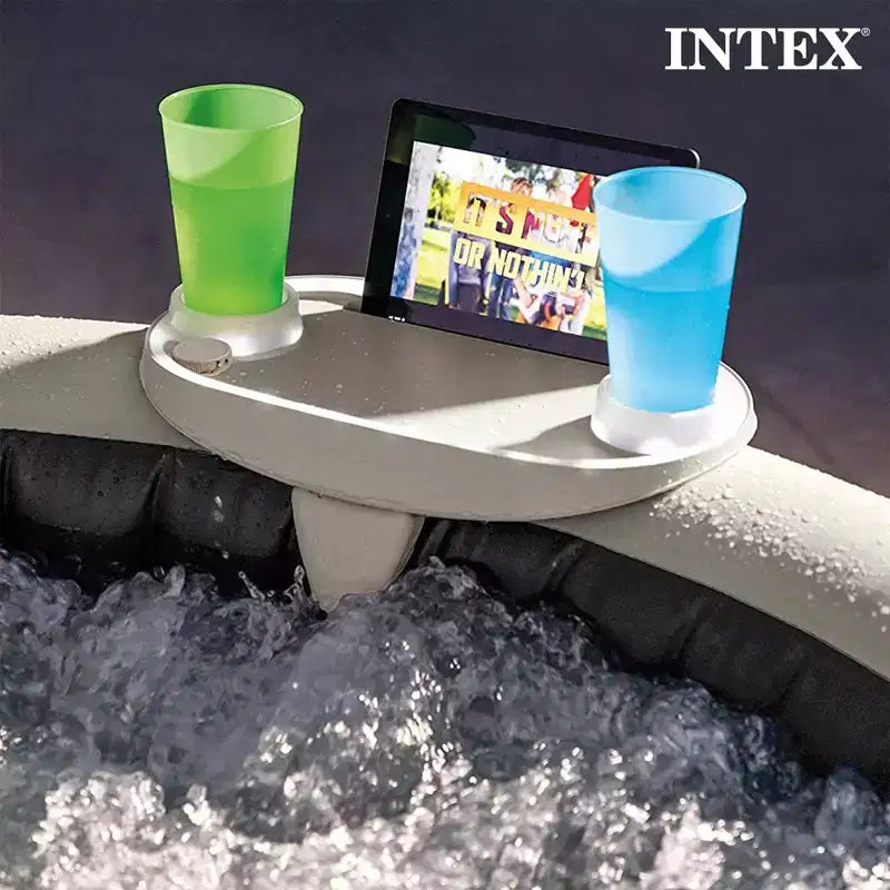 Intex PureSpa Plus Bain à remous gonflable portable, 77 x 28, avec plateau de téléphone pour spa