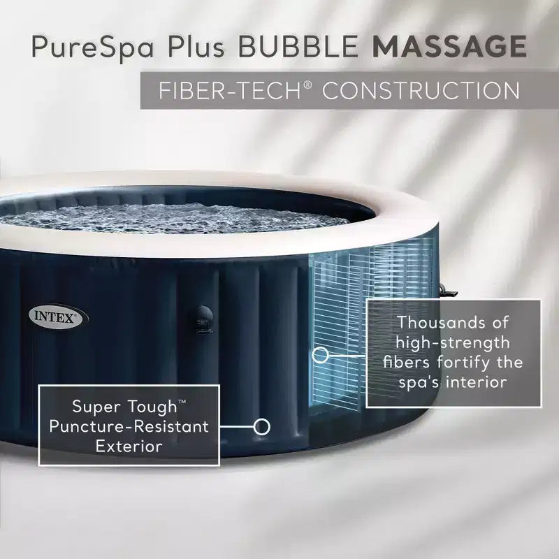 Intex PureSpa Plus Bain à remous gonflable portable, 77 x 28, avec plateau de téléphone pour spa