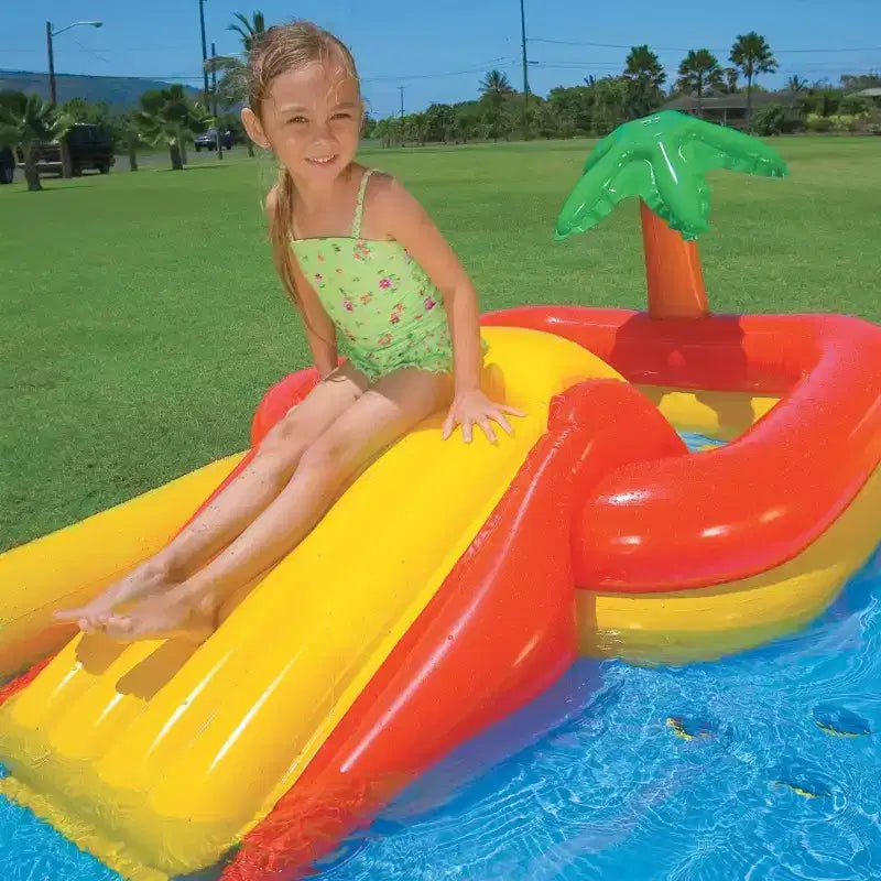 Centre de jeux aquatique gonflable Intex 100 x 77 pour enfants avec piscine familiale de 2,6 m x 1,75 m pour 2-3 enfants, bleu et blanc