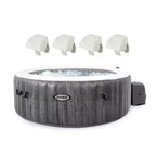 Intex PureSpa Plus Greywood Portable Inflatable Bubble Hot Tub Jet Spa with 4 Adjustable Cushioned Foam Headrest Pillow Accessory