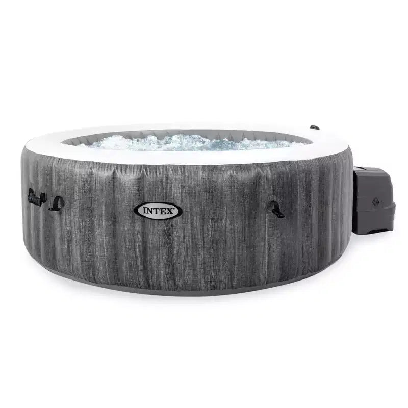 Spa gonflable portable à bulles Intex PureSpa Plus Greywood avec 4 appuie-têtes en mousse rembourrés réglables