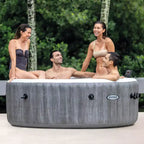 Spa gonflable portable à bulles Intex PureSpa Plus Greywood avec 4 appuie-têtes en mousse rembourrés réglables